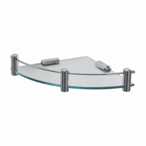 Oval Chrome Finish And Easy To Clean And Maintain Wall Fitting Bathroom Corner Glass Shelf 