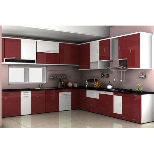 Corrosion Resistant White And Brown Durable L Shape Designer Modular Kitchen  Carpenter Assembly