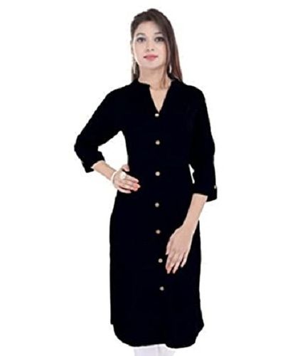 Ladies Elegant Appearance Long Lasting Machine Washable Black Cotton Kurtis