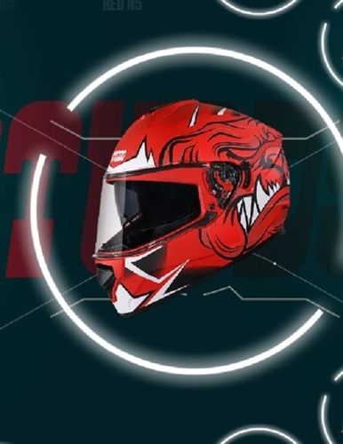 Red Printed Unique Shifter D1 Decor Aerodynamic Design Uv Resistant Paint Full Face Helmet Size: Medium