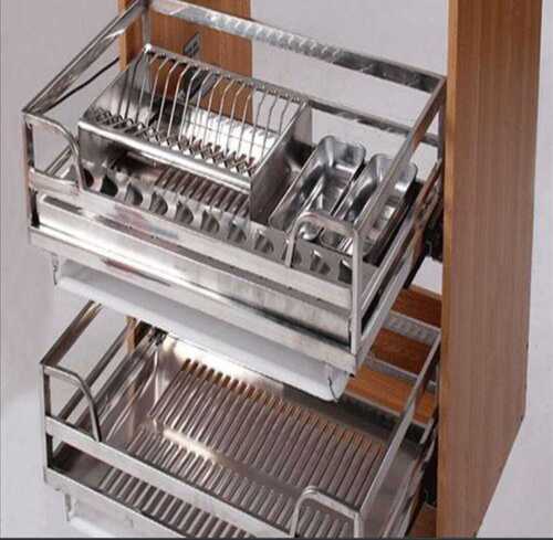 Sturdy And Adjustable Long Durable Stainless Steel Silver Kitchen Trolleys 