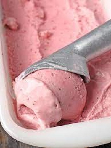 Sweet And Pink Colour Strawberry Ice Cream - Raw Milk, Dried Whole Milk | Creamy Texture, Vibrant Pink Color, Refreshing Summer Dessert, Loved by All Ages
