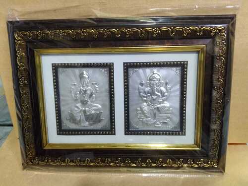 Traditional Beautiful And Elegant Look Rectangular Lord Ganesh Laxmi Glass Photo Frame