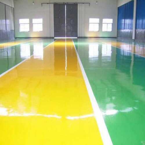 Epoxy Floor Coatings, 2-4 Mm Thickness, Plain Yellow And Green Color