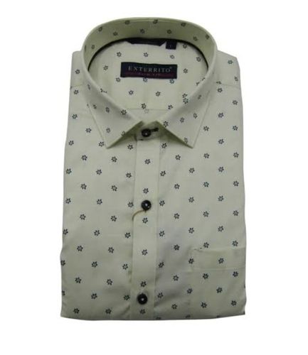 Men Comfortable And Breatahble Cotton Full Printed Yellow Casual Shirt  Chest Size: 38-40