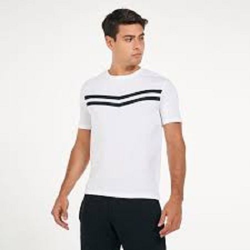 Men Comfortable And Breathable Cotton Short Sleeves Round Neck Black White T-Shirt 
