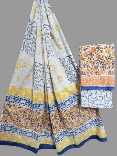 Multi Color Fancy Hand Block Printed Cotton Unstitched Ladies Suit