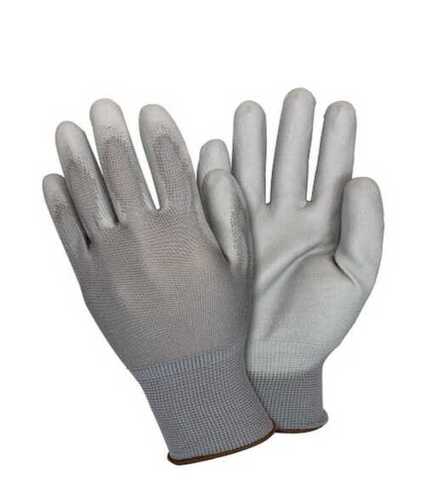 Plain Pu Coated Hand Gloves For Industrial Usage, White Grey Color, 6-10 Inches