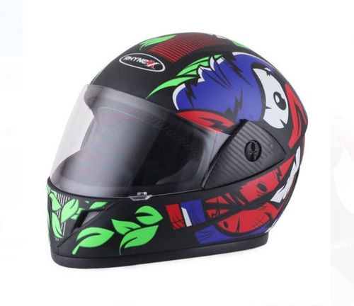 Medium Size Polycarbonate Full Face Multicolor Printed Helmet with 1.2 Kilogram Weight