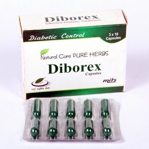 100% Natural Care Pure Herbs Diborex Capsules For Diabetic Control 3X10 Size General Medicines