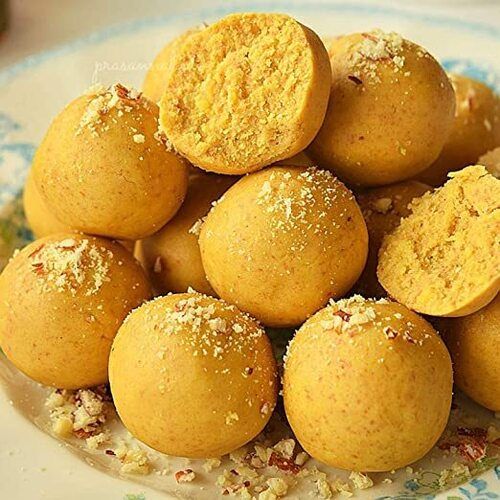 Sweet And Delicious Tasty Round Shape Yellow Besan Laddu Sweets, 1 Kg Pack Carbohydrate: 38.1 Grams (G)