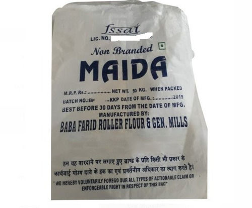 White 50 Kg Capacity Washable Pp Maida Flour Printed Packaging Bags