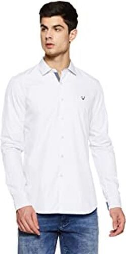 Breathable Fashionable Amazing Look Great White Colour Full Sleeves Apple Cut Men'S Casual Shirt 