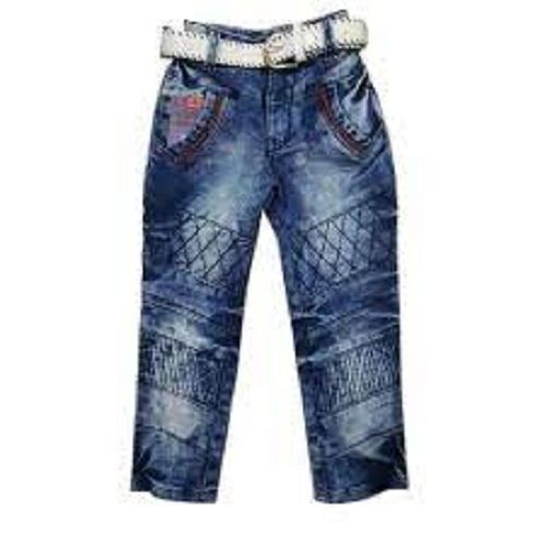 Kids Breathable Skin Friendly And Comfortable Beautiful Party Wear Denim Blue Jeans  Age Group: 3-4 Years