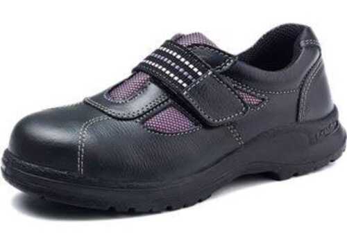 Women Comfortable And Breatahble Easy To Wear Black Leather Safety Shoes 