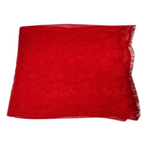 Women Light Weight And Skin Friendly Fancy Look Plain Red Chiffon Dupatta