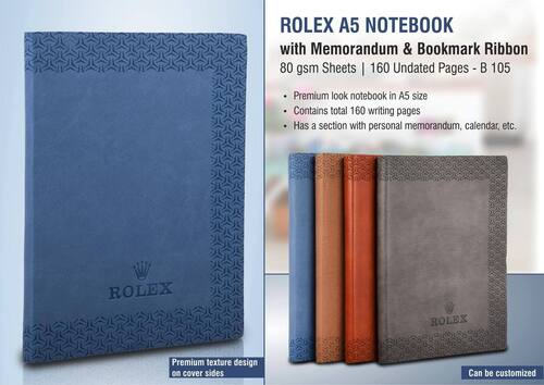 Finely Finished B105 Rolex A5 Notebook With Memorandum And Bookmark Ribbon