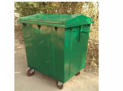 200 Liter Capacity 1.6 Mm Thick Green Mild Steel Material Garbage Dustbin