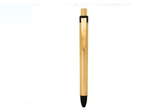 Length 5 Inch Golden Round Plastic Blue Ball Pen