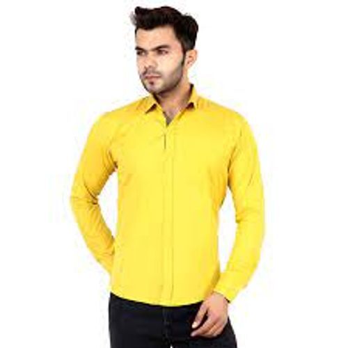Plaid Pattern Long Sleeve Shirt - Premium Cotton Material, Breathable Yellow Color | Straight Neck Design, Available in Multiple Sizes