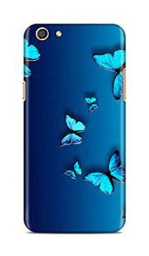 Matt Finish Butterfly Printed Mobile Cover For Oppo F3 - Plastic & Silicon Material, Rectangle Shape, Blue Color | Lightweight & Easy To Fit Mobile Safety Solution