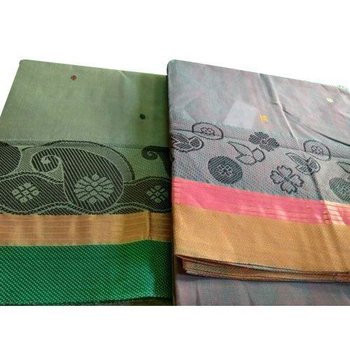 Printed Modern And Trendy Ladies Casual Wear Pure Cotton Grey Green Colour Saree