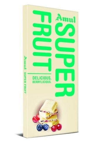 100G Size Rectangular Shape Sweet Taste White Amul Super Fruit Chocolate Ingredients: Sugar Cocoa Solids Cocoa Butter