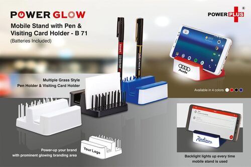 B71 a   Powerglow Mobile Stand with Pen and Visiting Card Holder (Grass Style)