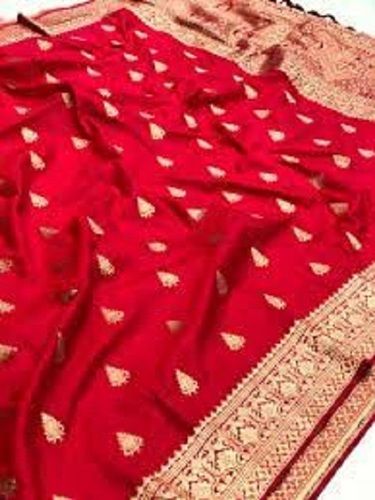 Comfortable Red Printed Design Stylish Women Banarasi Saree For Party Wear