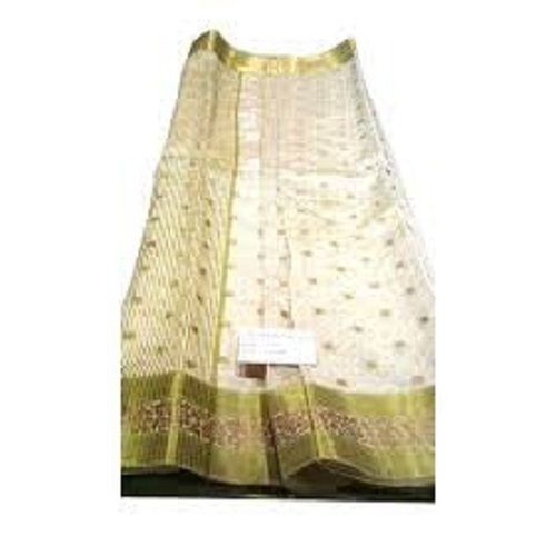 Spring Comfortable White And Green Printed Design Stylish Art Silk Ladies Saree