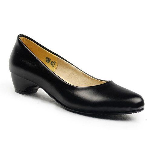 Black Fashionable And Comfortable No Fade Formal Leather Shoes For Women