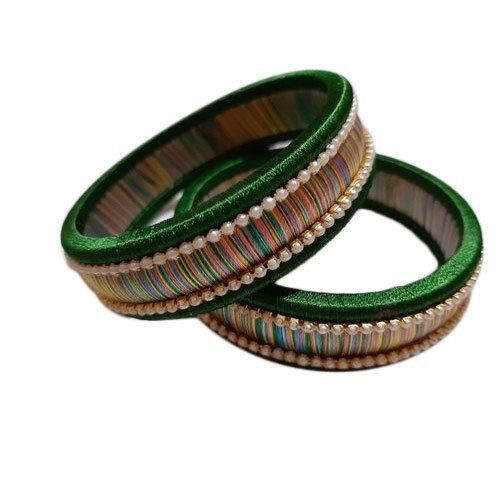 Ladies Round Stone Chain Festive Wear Silk Thread Elegant Look Fancy Bangle