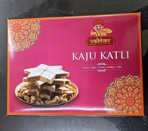 Pink Printed Cardboard Body 500Gram Capacity Kaju Katli Sweet Packaging Box