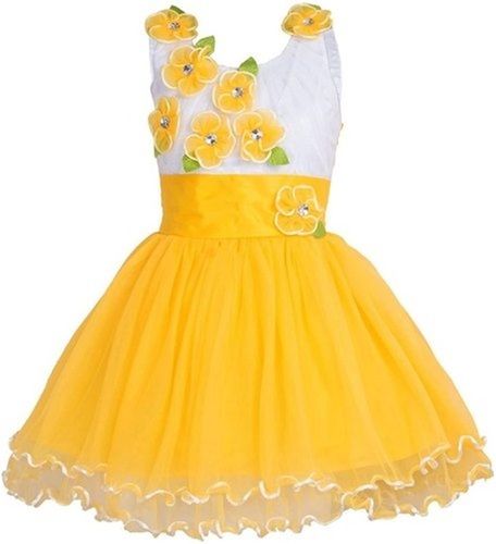 Sleeveless Silk Fabric Round Neck Floral Designer Baby Girl Embroidered Frocks 