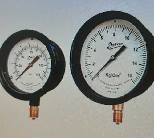 Metal Weather Proof Industrial Pressure Gauges, Round Shape And Black Color