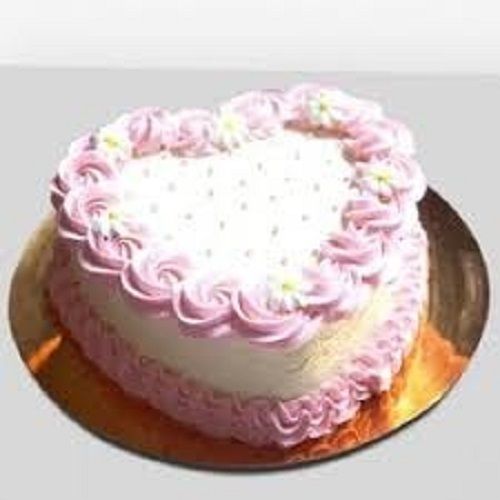 White And Pink Fresh And Tasty 1 Kg Eggless Heart Shape Pineapple Cake