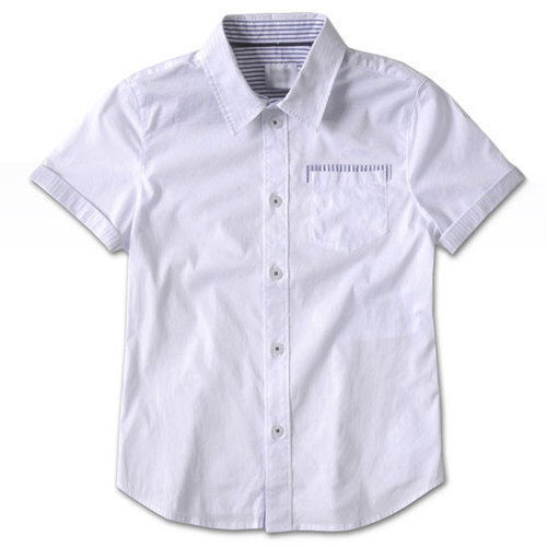  सफेद आरामदायक पहनने में आसान कॉटन हाफ स्लीव प्लेन शर्ट बच्चों के लिए 