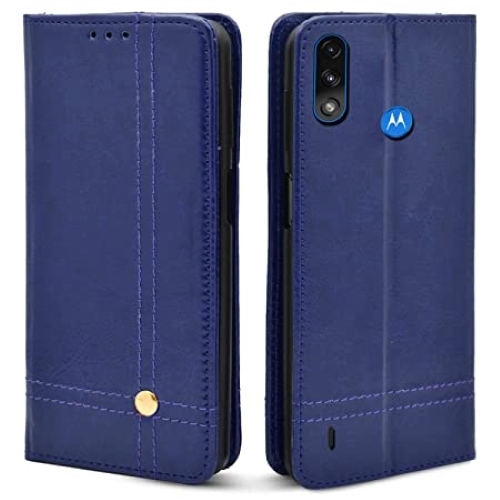 Winkel Premium Leather Vintage Flip Magnetic Blue Color Mobile Cover Case - PU Material, Kickstand & Cardholder Functionality, Custom Fit Design
