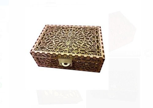 13 Inch Size Polished Finish Rectangular Wooden Body Brown Designer Jewellery Box