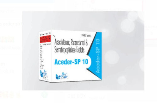 Aceder-Sp 10 Aceclofenac Paracetamol And Serratiopeptidase Tablets, 20X10 Blister Pack Age Group: Adult