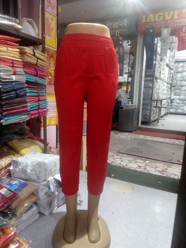 Indian Comfortable And Washable Red Slim Fit Formal Wear Cotton Lycra Leggings 