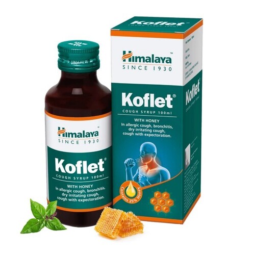 Himalaya Koflet Cough Syrup - 100ml Pack, 99.9% Pure Medicine Grade, 100% Safe Formula for Adults