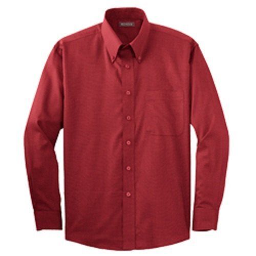 Modern Looking Premium Stitched Perfect Fit Comfortable Red Long Sleeves Men Formal Shirt Collar Style: Straight