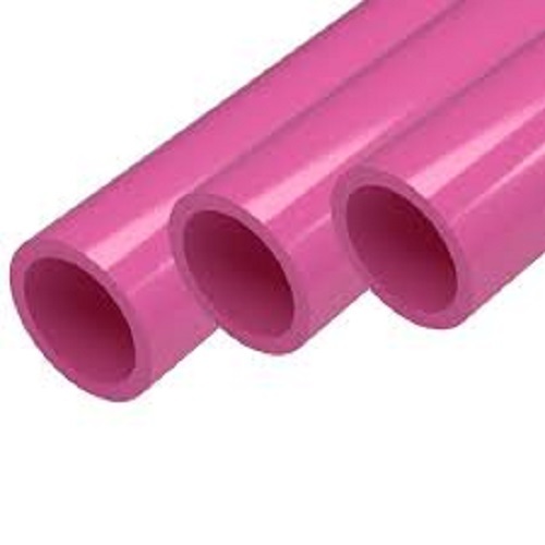 PVC Plastic Pipe - 6 Inch Round Shape Durable and Long Lasting Male Connection Pink Color Leak Proof High Strength Welded Design