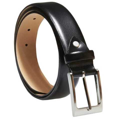 Black Genuine Sleek Look Mens Leather Belts For Casual And Formal Wear - Genuine Leather, Sizes: Small, Medium, Large, Color: Black, Metal Buckle | Reliable Durability, Soft Touch, Versatile Wear