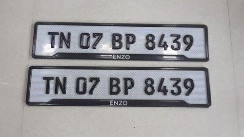 Black Plastic Enzo Car Gel Type Plastic Number Plate