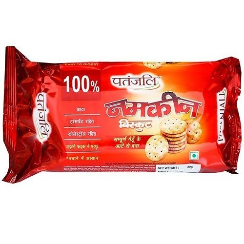 100 % Atta Crispy And Crunchy Round Shape Patanjali Namkeen Biscuits  Packaging: Single Package