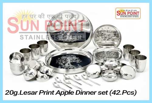 Silver Stainless Steel Dinner Set For Home, Hotel And Restaurant Usage, Round Shape