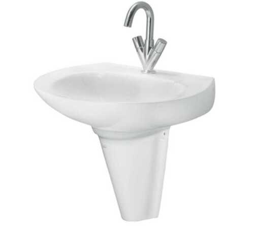 Wall Hung White Ceramic Oval Wash Basin