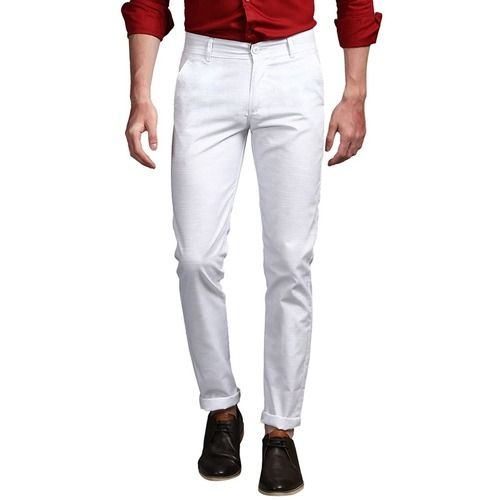 White Medium Size Washable And Comfortable Stylish Formal Men Trouser